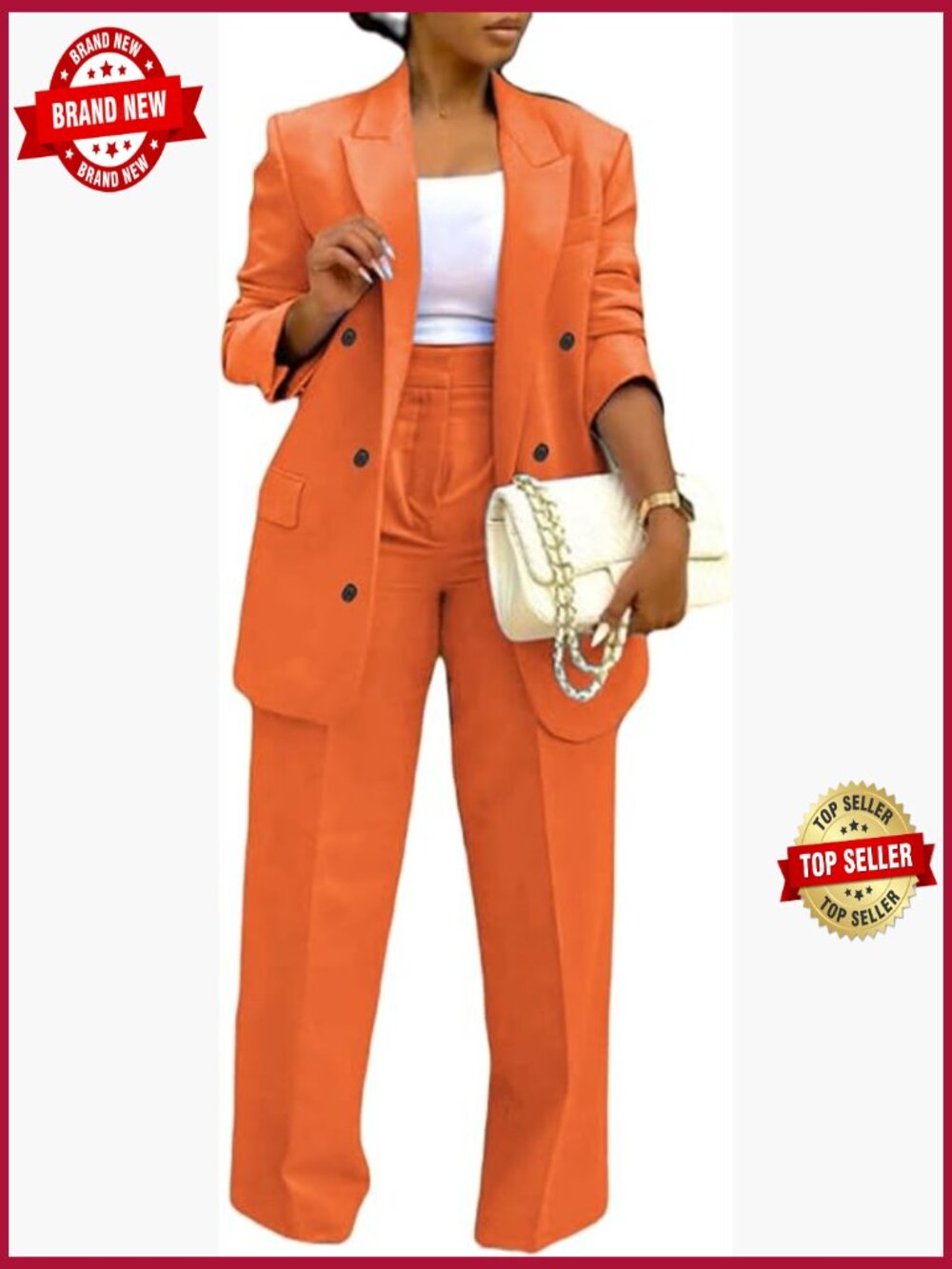 Women's 2 Piece Pants Suit Blazer & Wide Leg Pants Set